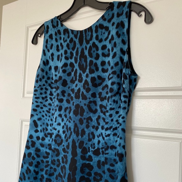 Dolce & Gabbana Silk TEAL Blue Leopard Print Blouse / Top Sz 42 Small - Picture 2 of 9